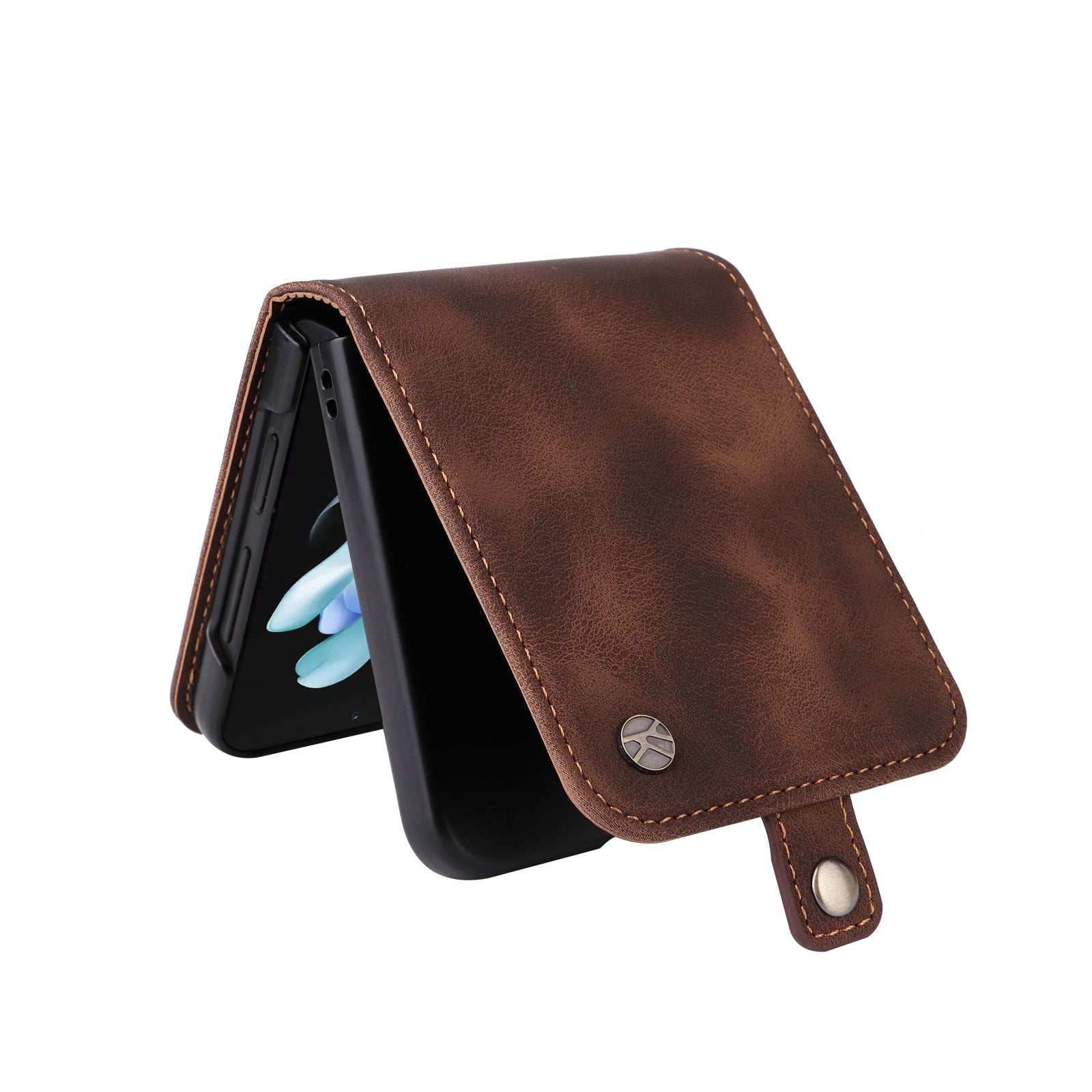 YIKATU YK-002 For Samsung Galaxy Z Flip6 5G Case Card Holders PU Leather Skin-touch Phone Cover - Brown YIKATU YK-002 For Samsung Galaxy Z Flip6 5G Case Card Holders PU Leather Skin-touch Phone Cover - Brown